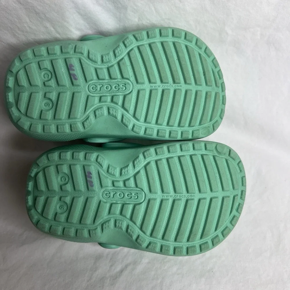 Crocs‎ Kids C6 Lined Clogs Mint Green Fleece Winter Slip On Shoes
